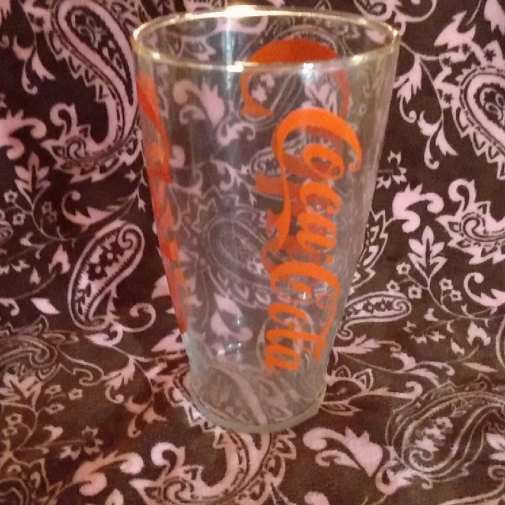 Coca-Cola Glass with Orange Logo - Picture 2 of 4